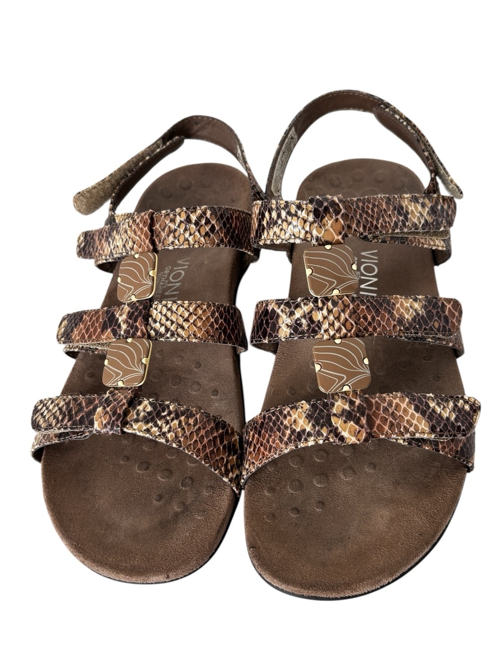 Vionic Amber Sandals Women's Size 9 Snake Skin Slingback Adjustable Ankle Strap